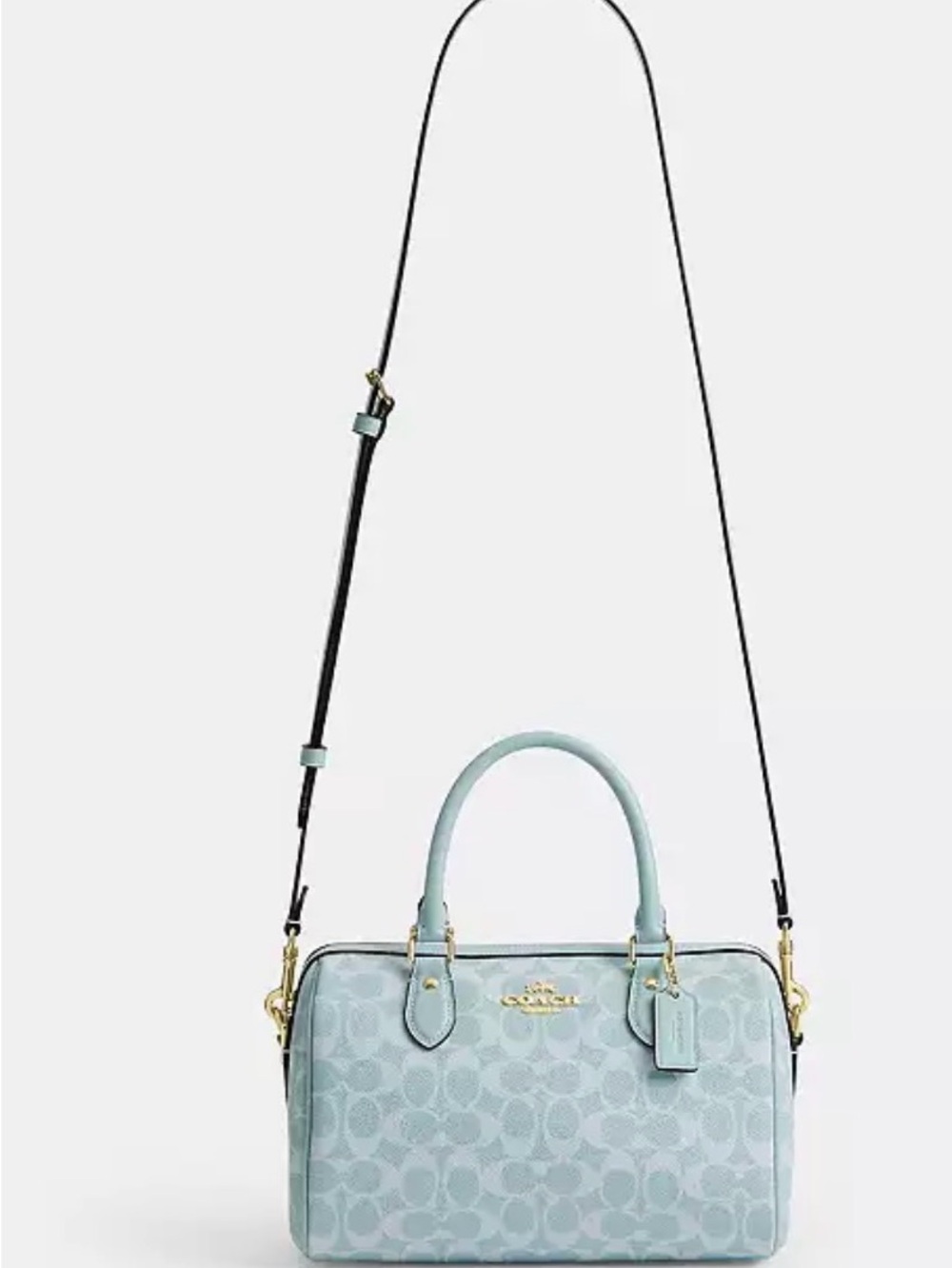 Coach Rowan Light Blue Signature Satchel with Gold Hardware - Picture 10 of 10